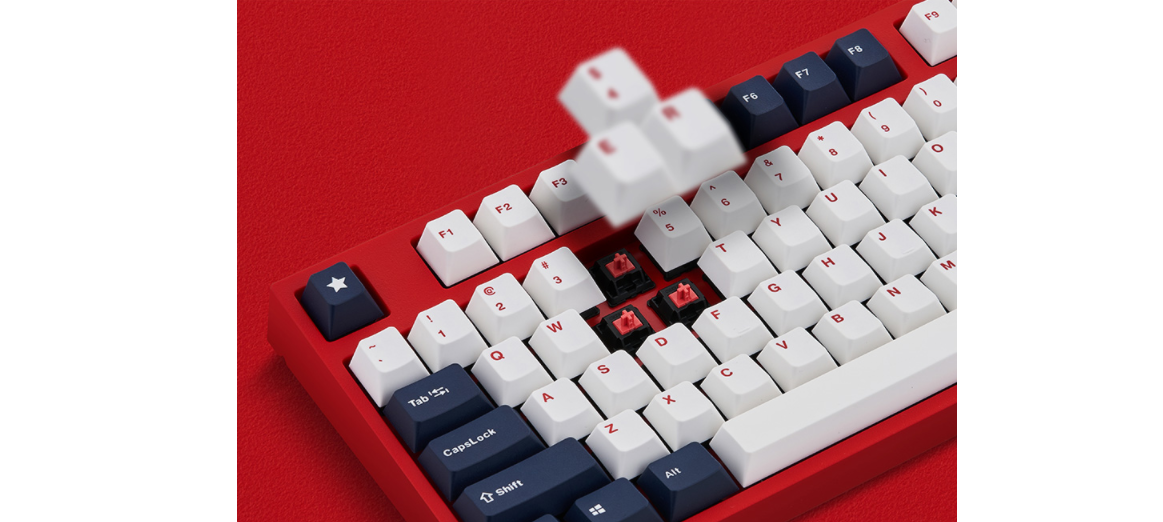 Bàn phím cơ Leopold FC750RPD Blue Star (USB/PBT Doubleshot/White Navy/Red case/Brown sw) sử dụng switch Cherry MX đến từ Đức